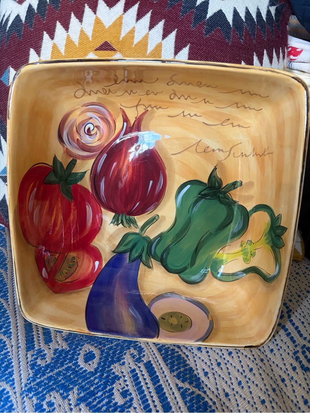 Hand-Painted & Handcrafted Ceramic Table Tops Gallery Bon Appetit Serving Bowl